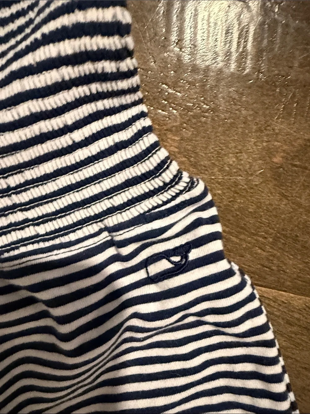 Vineyard vines kids striped Blue & White Wide-Leg Jumpsuit with Tie Straps